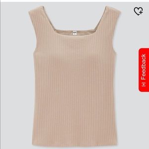 UNIQLO WIDE-RIBBED SQUARE NECK SLEEVELESS BRA TOP (Sz XS -Tan)
